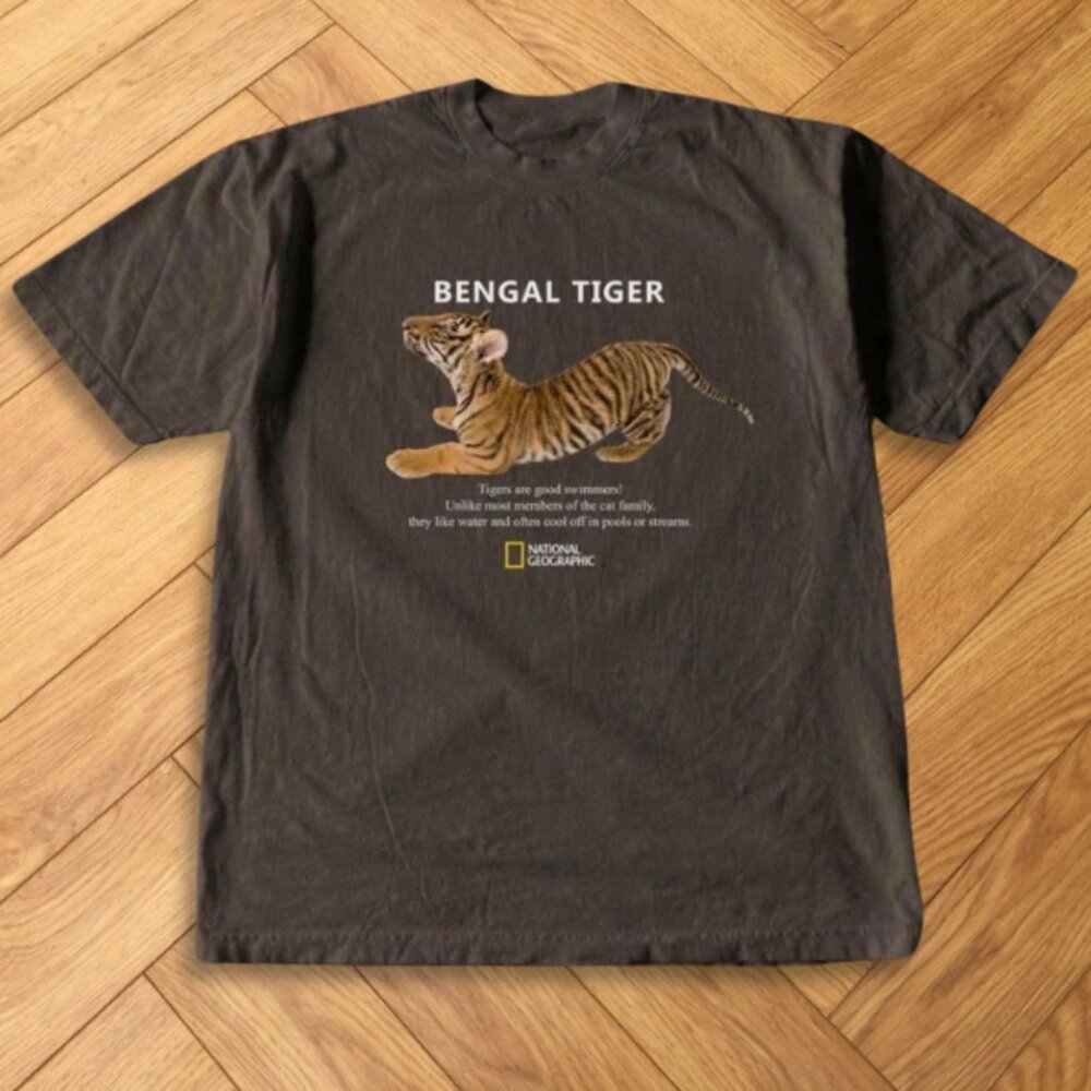 National Geographic Bengal Tiger Graphic Tee Gildan Reprint
